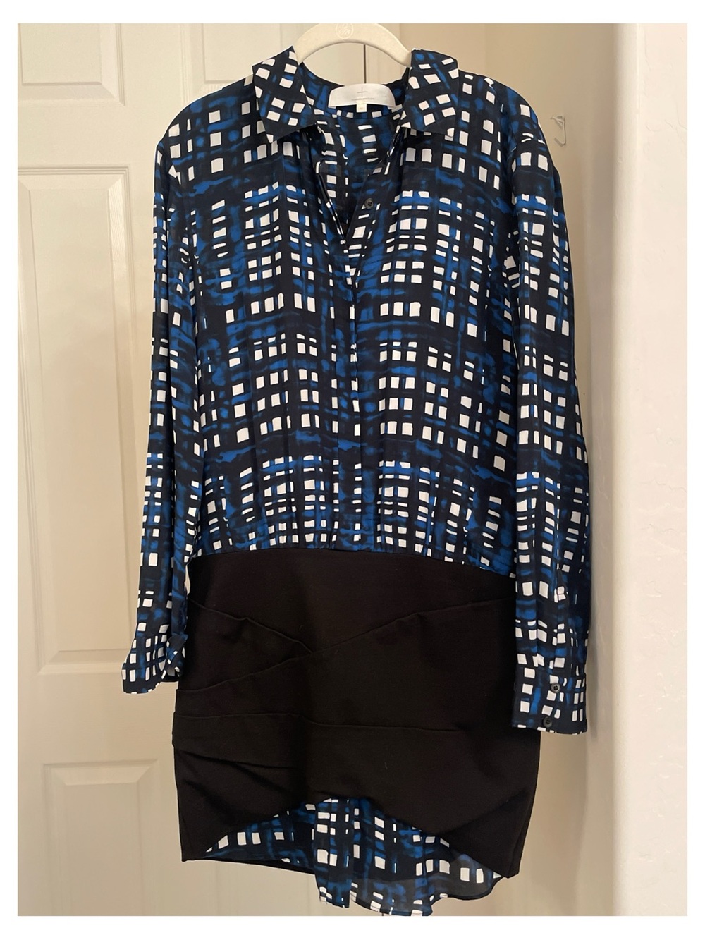 Thakoon Blue & Black High-Low Skirted Tunic